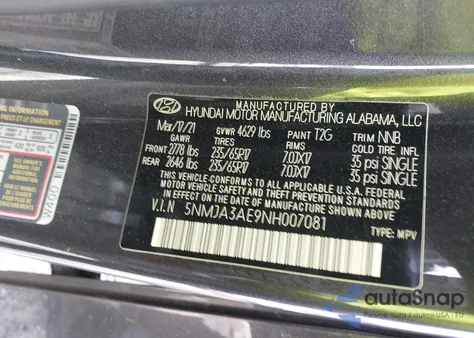 2022 Hyundai Tucson Se from USA, damaged, VIN 5NMJA3AE9NH007081